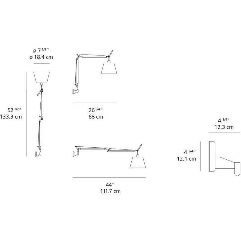 Tolomeo with shade Wall Lamp W/J Bracket by Artemide 2