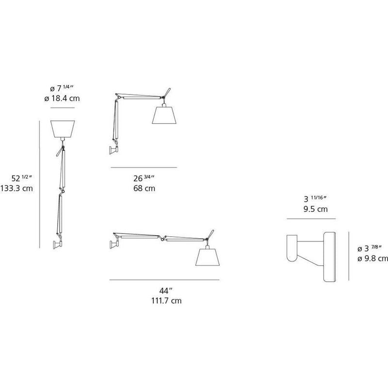 Tolomeo with shade Wall Lamp W/S Bracket by Artemide 2