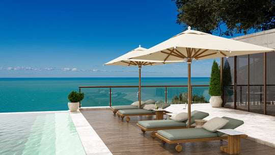 Ocean Master Max Northstar Nautical Teak Umbrella by Tuuci