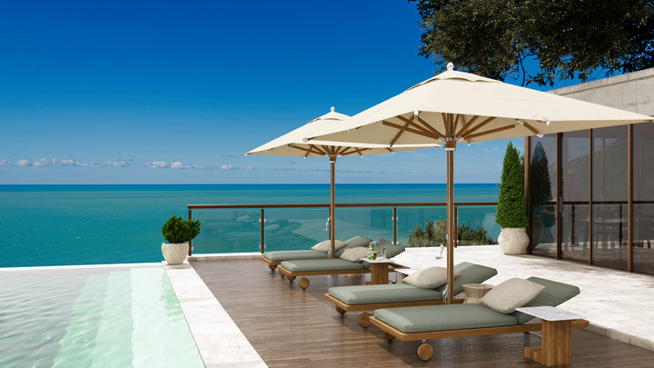Ocean Master Max Northstar Nautical Teak Umbrella by Tuuci
