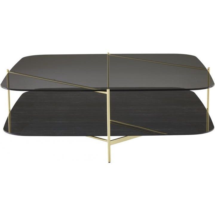 Quick Ship Clyde Coffee Table Upper Top in Grey Smoked Glass by Ligne Roset