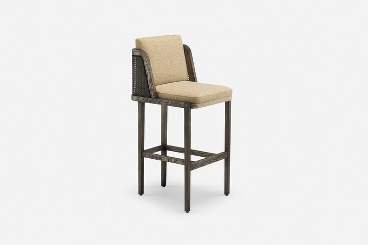 Throne Upholstered Barstool with Rattan by Autoban by De La Espada