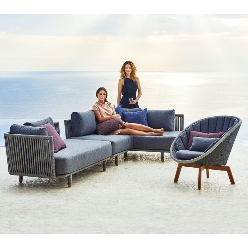 Moments 2-seater Outdoor Sofa, right module, incl. Grey cushion set by Cane-line