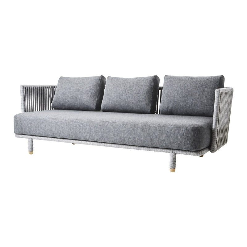 Moments 3-seater Outdoor Sofa, incl. Grey cushion set by Cane-Line