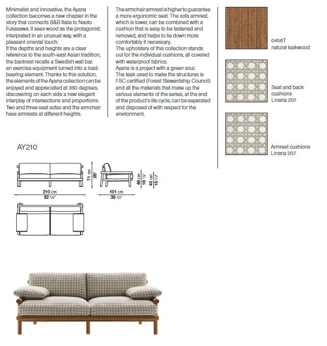 Quick Ship Ayana Outdoor Two Seater Sofa by B&B Italia Outdoor
