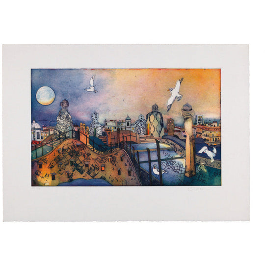 Barcelona Suite: Sunset in La Pedrera Painting by Santa & Cole
