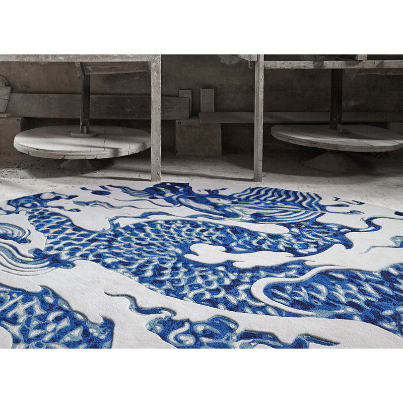 Blue China Chain Stitch, Hand Tufted Rug by GAN - Additional Image - 5