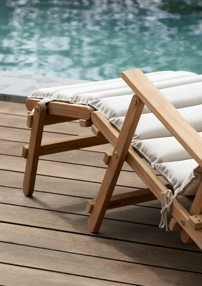 Quick Ship BM5565 Outdoor Extended Deck Chair With Cushion by Carl Hansen & Son