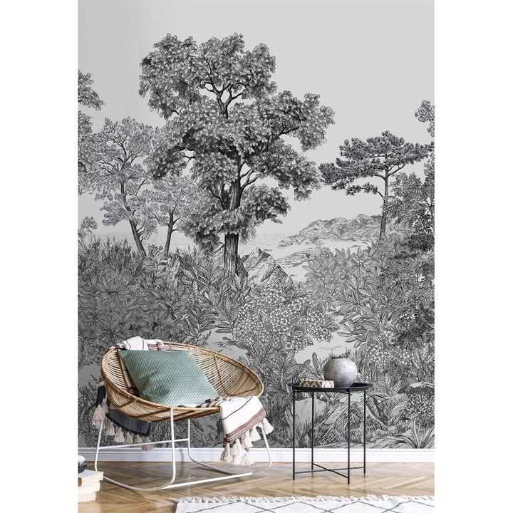 Brittany Forest Grisaille Wallpaper by Isidore Leroy