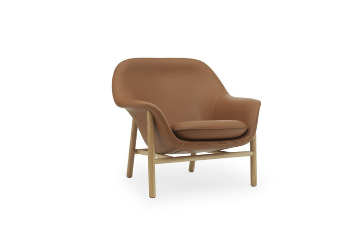 Drape Low Oak Ultra Leather Lounge Chair by Normann Copenhagen