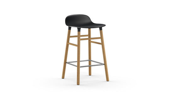 Form 25" Seat Height Oak Black Barstool