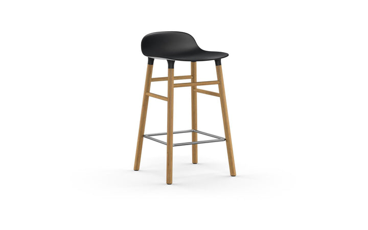 Form 25" Seat Height Oak Black Barstool