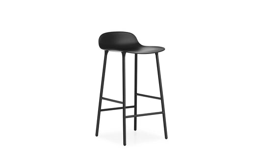 Form 25" Seat Height Steel Black Barstool