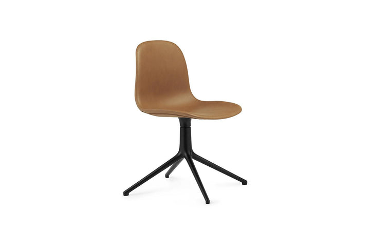 Form Full Upholstery Black Aluminium Ultra Leather 4 Leg Swivel Chair by Normann Copenhagen