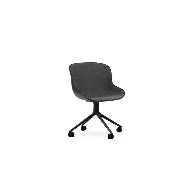 Hyg Chair Swivel 4W Front Upholstery Black Aluminium Black/Main Line Flax by Normann Copenhagen