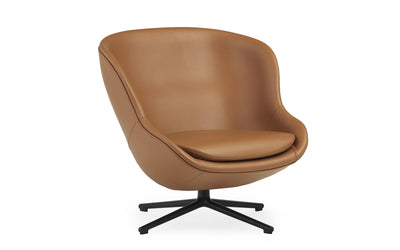 Hyg Low Swivel Black Aluminum Ultra Leather Lounge Chair by Normann Copenhagen