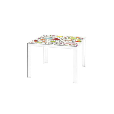 Invisible Kid's Table in Crystal with Drawing Print by Kartell
