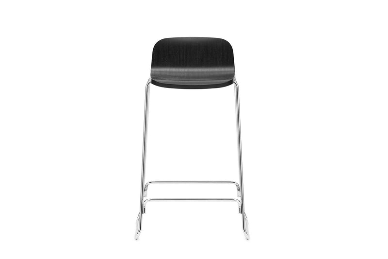 Just 25" Seat Height Black oak/Chrome Barstool with Back - Additional Image 1
