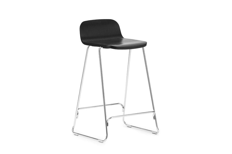 Just 25" Seat Height Black oak/Chrome Barstool with Back