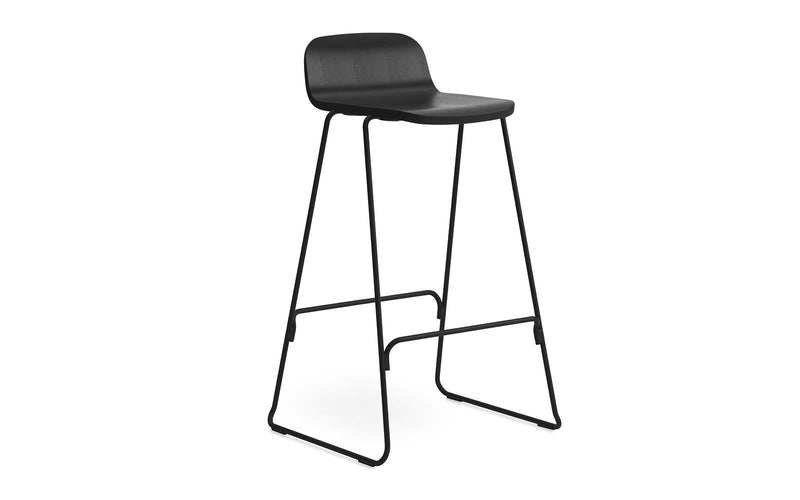 Just 29" Seat Height Black oak/Chrome Barstool with Back by Normann Copenhagen
