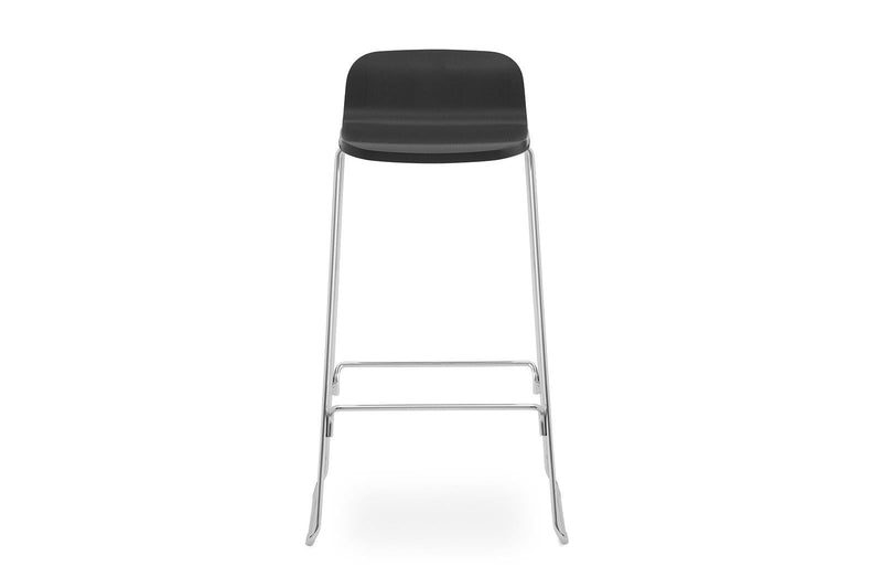 Just 29" Seat Height Black oak/Chrome Barstool with Back - Additional Image 1