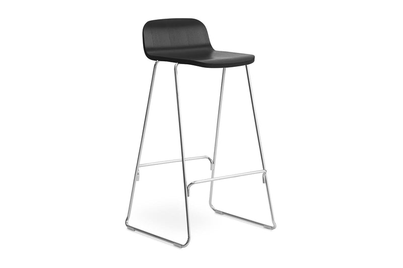 Just 29" Seat Height Black oak/Chrome Barstool with Back