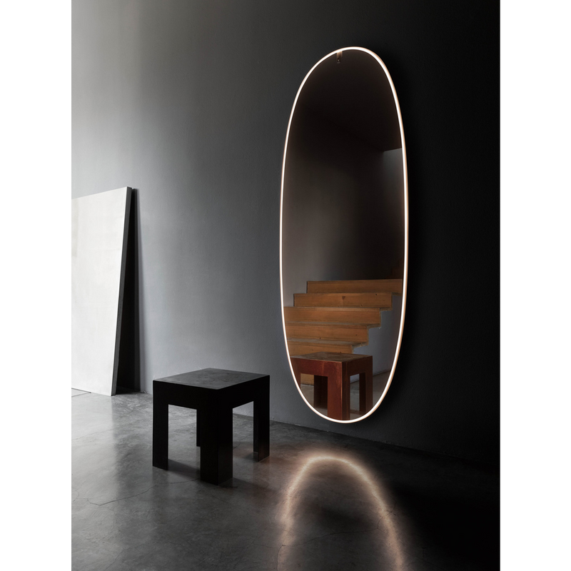 La Plus Belle Wall-Mounted Mirror with Integrated LED Lights by Flos