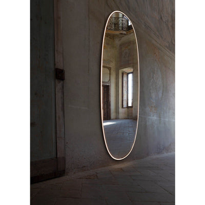 La Plus Belle Wall-Mounted Mirror with Integrated LED Lights by Flos