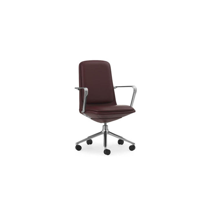 Off Armchair Low 5W Gas Lift Aluminum With Cushion Ultra Leather by Normann Copenhagen