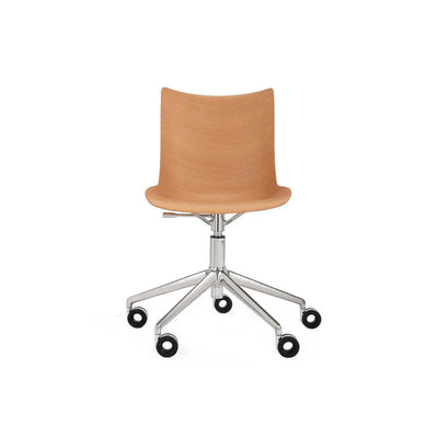 P/Wood Adjustable Height Desk Chair with Wheels by Kartell