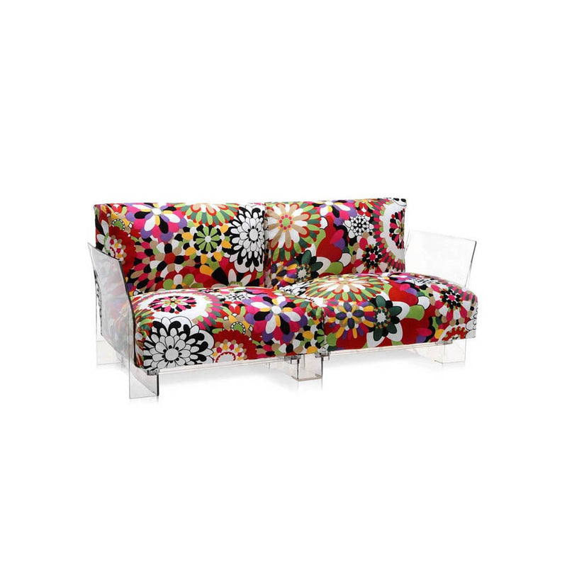 Pop Missoni 2-Seater Sofa with Cushion in Vevey Red Tones Missoni Fabric by Kartell - Additional Image 1