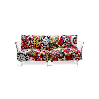 Pop Missoni 2-Seater Sofa with Cushion in Vevey Red Tones Missoni Fabric by Kartell