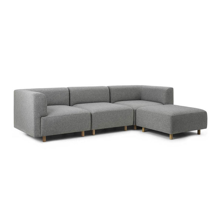 Redo Modular Sofa 3 Seater Oak Legs with Pouf Hallingdal by Normann Copenhagen