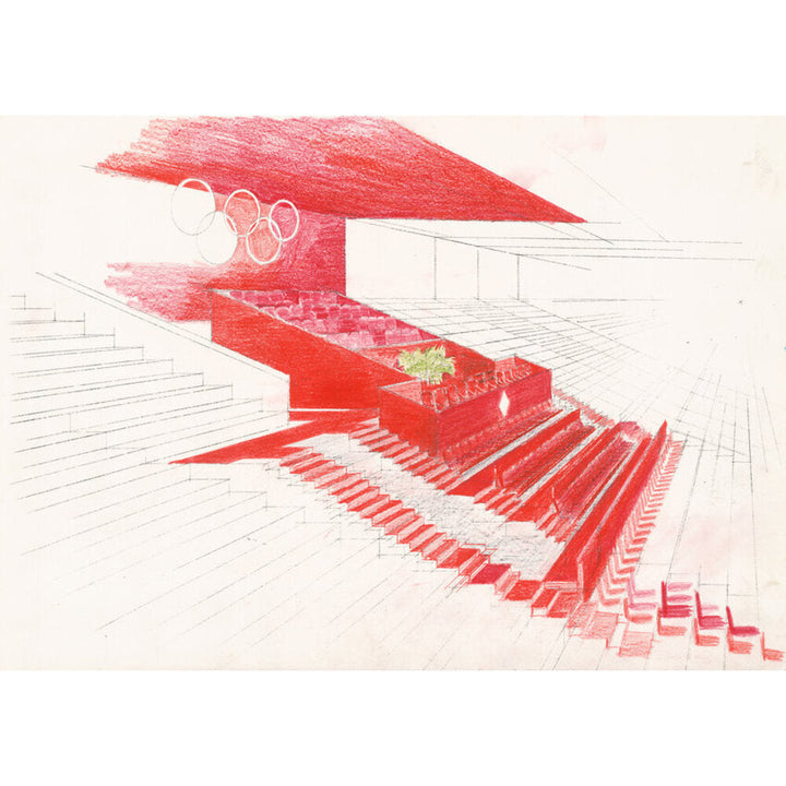 Royal Stage of the Olympic Stadium, Barcelona Painting by Santa & Cole