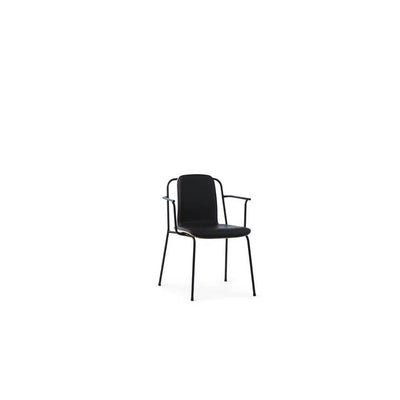 Studio Armchair Front Upholstery Black Steel Oak/ Ultra Leather by Normann Copenhagen