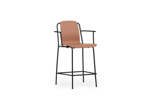 Studio 25" Seat Height Black Steel/ Brown Bar Armchair