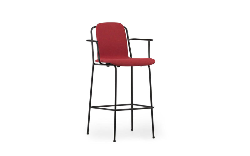 Studio 29" Seat Height Full Upholstery Black Steel/ Main Line Flax Bar Armchair