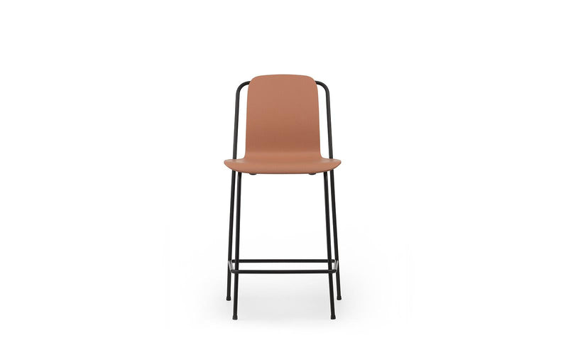Studio 25" Seat Height Black Steel/ Brown Bar Chair - Additional Image 1