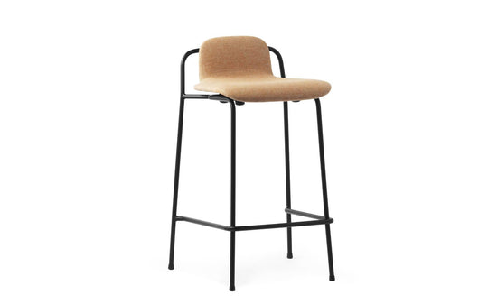 Studio 25" Seat Height Full Upholstery Black Steel/ Main Line Flax Barstool