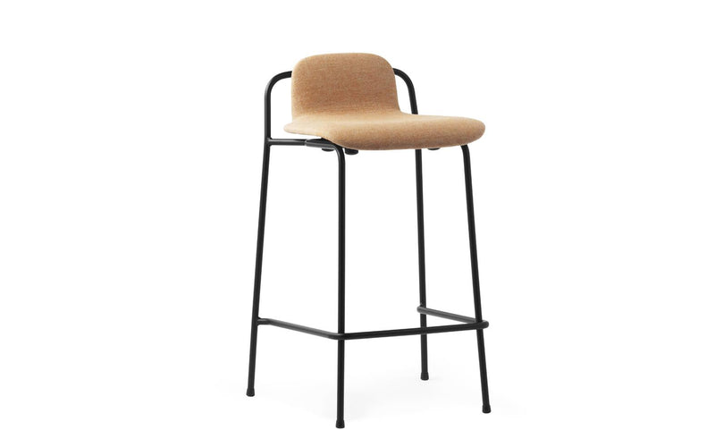 Studio 25" Seat Height Full Upholstery Black Steel/ Main Line Flax Barstool