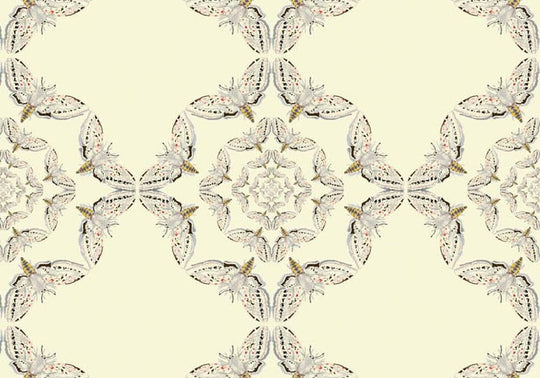 White Moth Circle Wallpaper by Timorous Beasties
